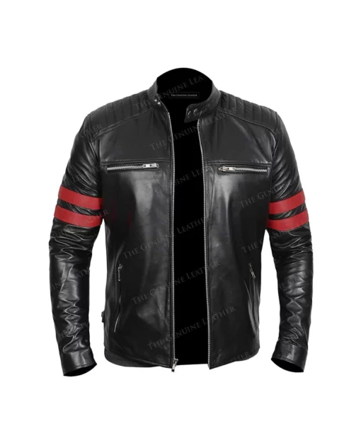 Black bomber leather-Jacket