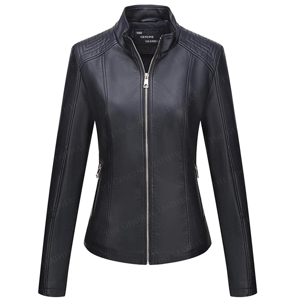 Womens Asymmetrical Fashionable Distressed Leather Jacket