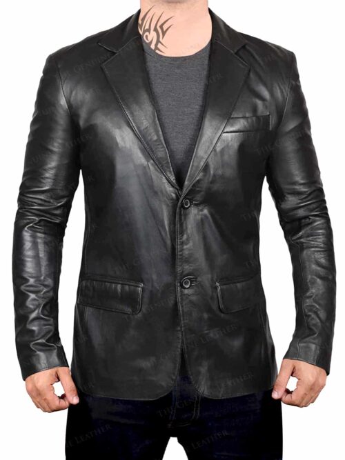 Black Blingsoul Distressed Leather Coat