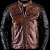 Black Brown Dual Color Leather Jacket