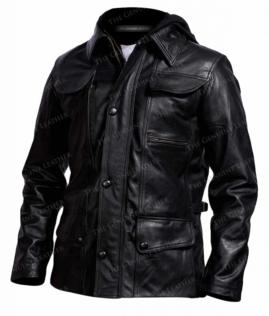 Men's Genuine Leather Jacket Removable with Hood | Genuine Leather