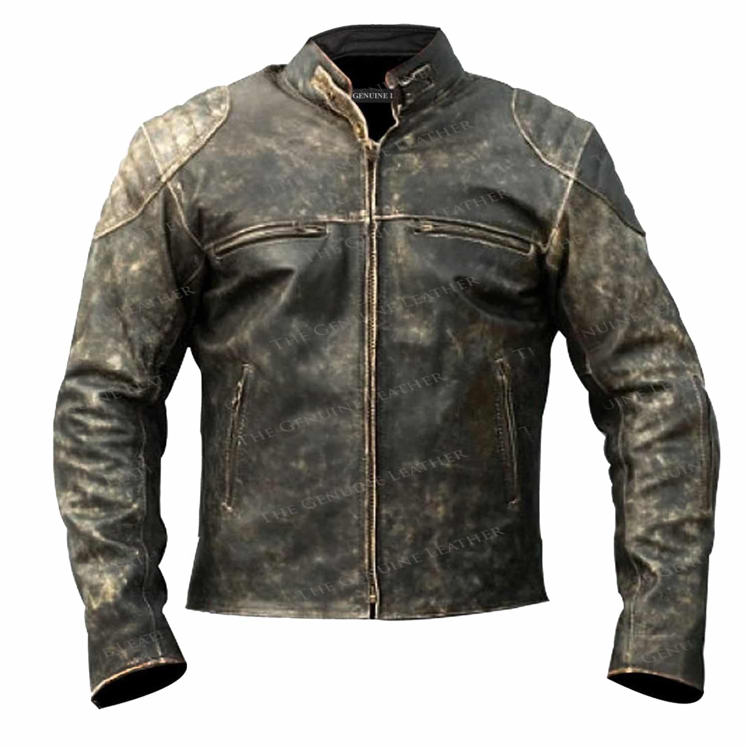 Men's Vintage Cafe Racer Biker Black Distressed Real Leather Jacket