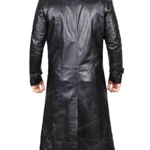 Black Men Trench Leather Coat