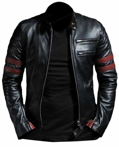 Black Slim Motorcycle Leather Jacket