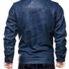 Blue Sleeves Casual Leather Jacket
