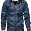 Blue Sleeves Leather Jacket