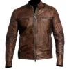 Brown Vintage Cafe Racer Leather Jacket
