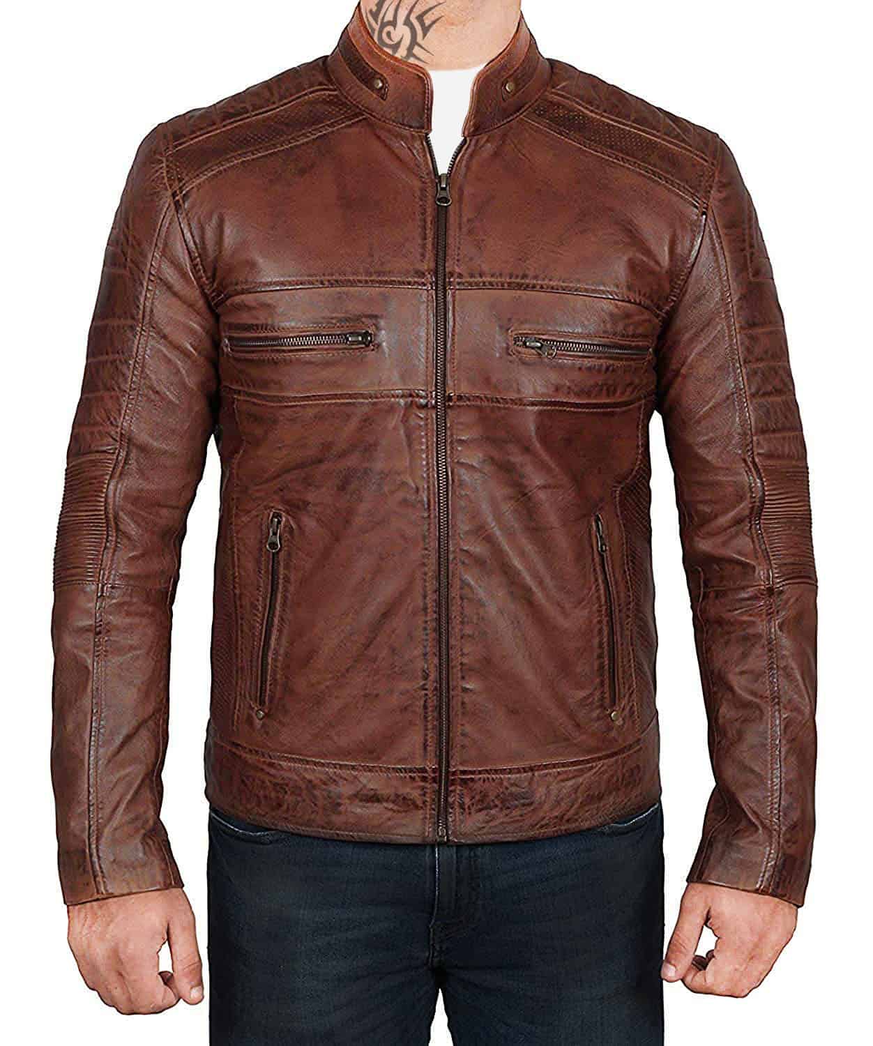 Brown Real leather Jacket for Men