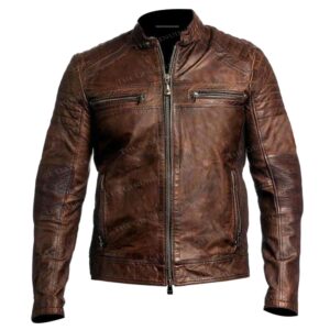 Brown Vintage Cafe Leather Jacket