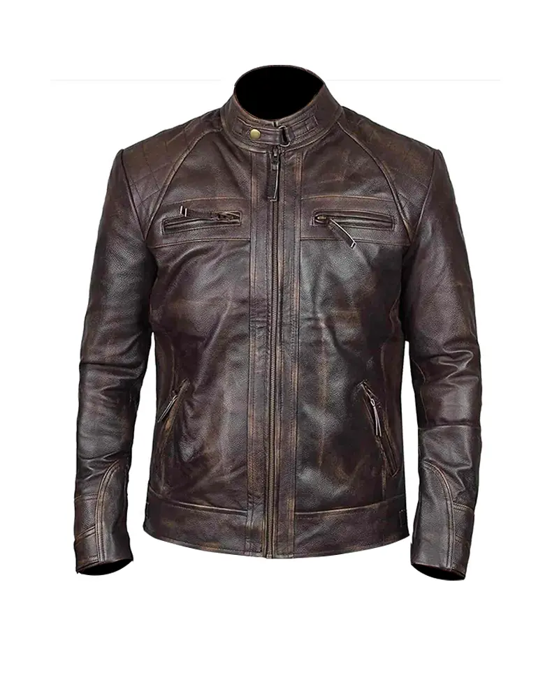 Claude Brown Biker Leather Jacket