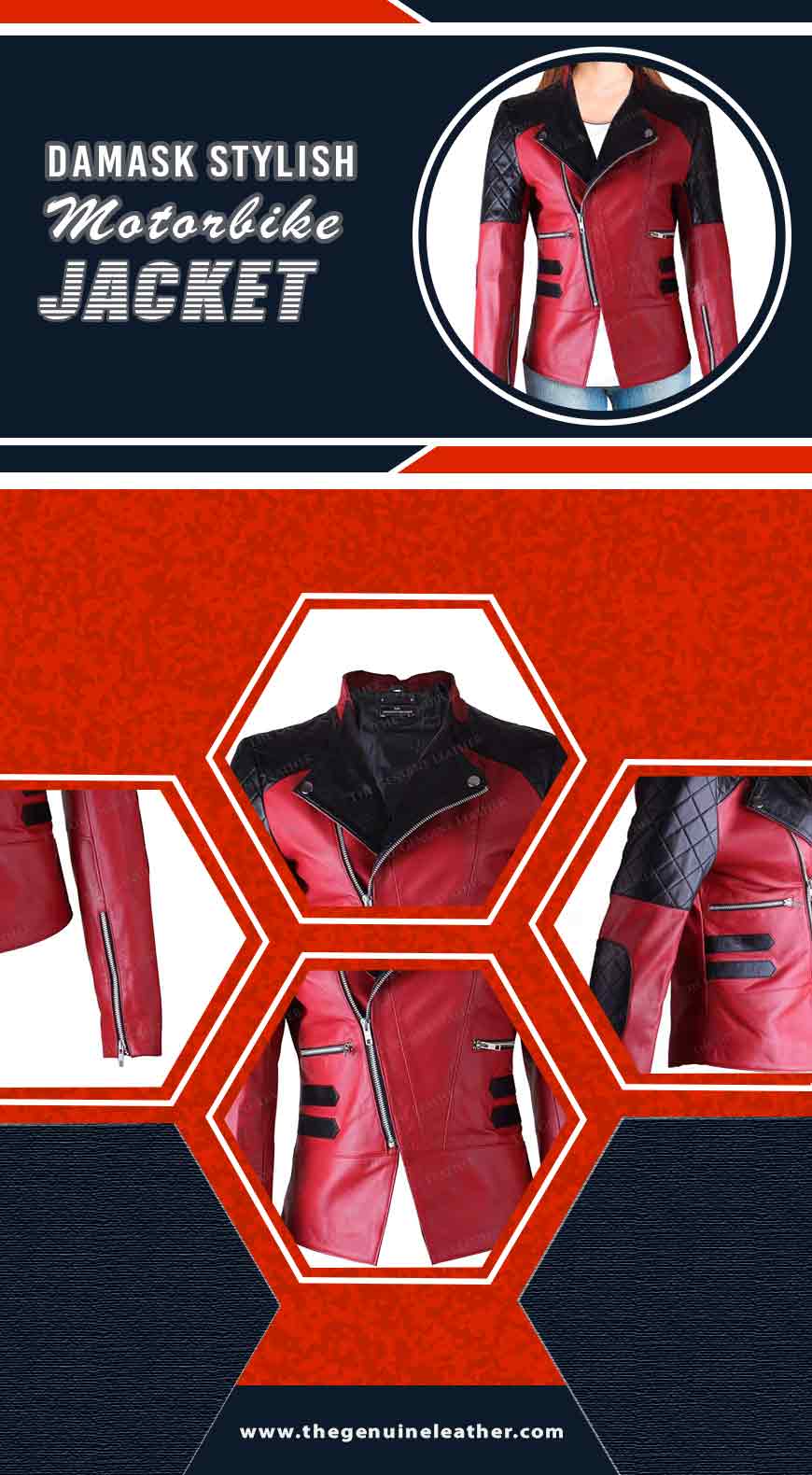 Damask Stylish Motorbike Jacket Infographic