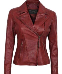 Decrum Women Red Leather Jacket