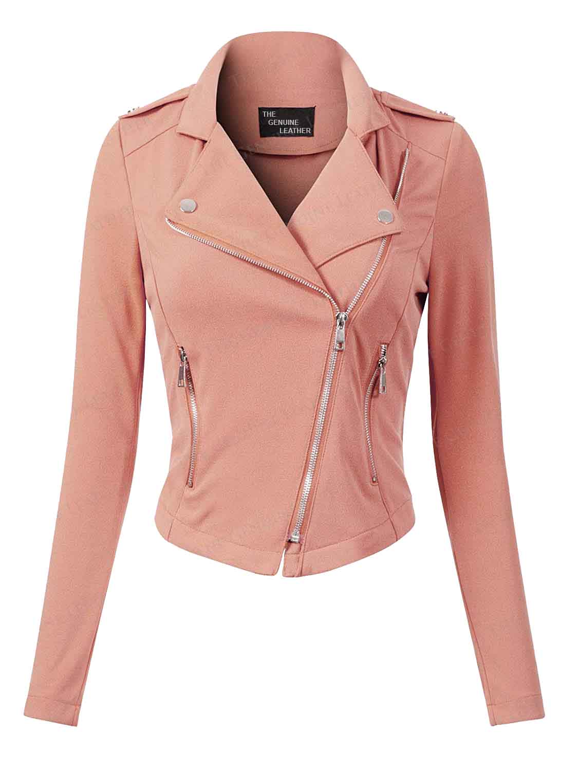 Design Olivia Pink Women Sleeve Leather Jacket