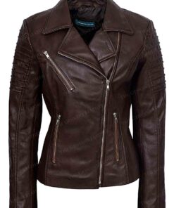 Women Brown Motorcycle Leather Jacket