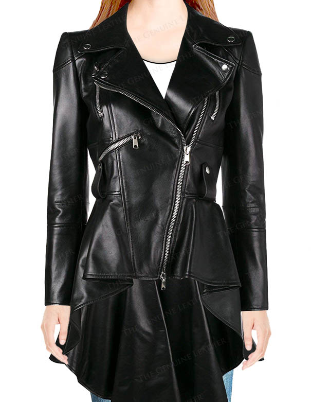 Takitop Women Black Leather Jacket-Ladies Quilted Biker Blazers W/Gold Tone Material