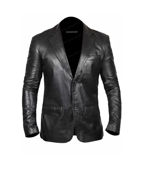 Men Distressed Leather Blazer