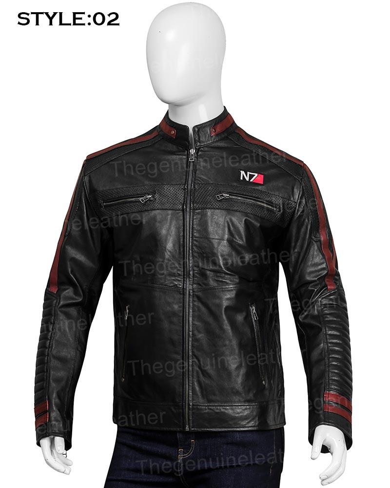 Men N7 Mass Effect 3 Biker Leather Jacket