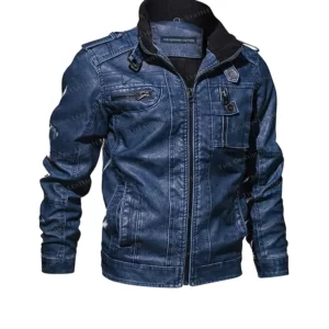 Mens Denim Leather Jacket