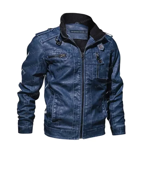 Men's leather denim jacket best sale