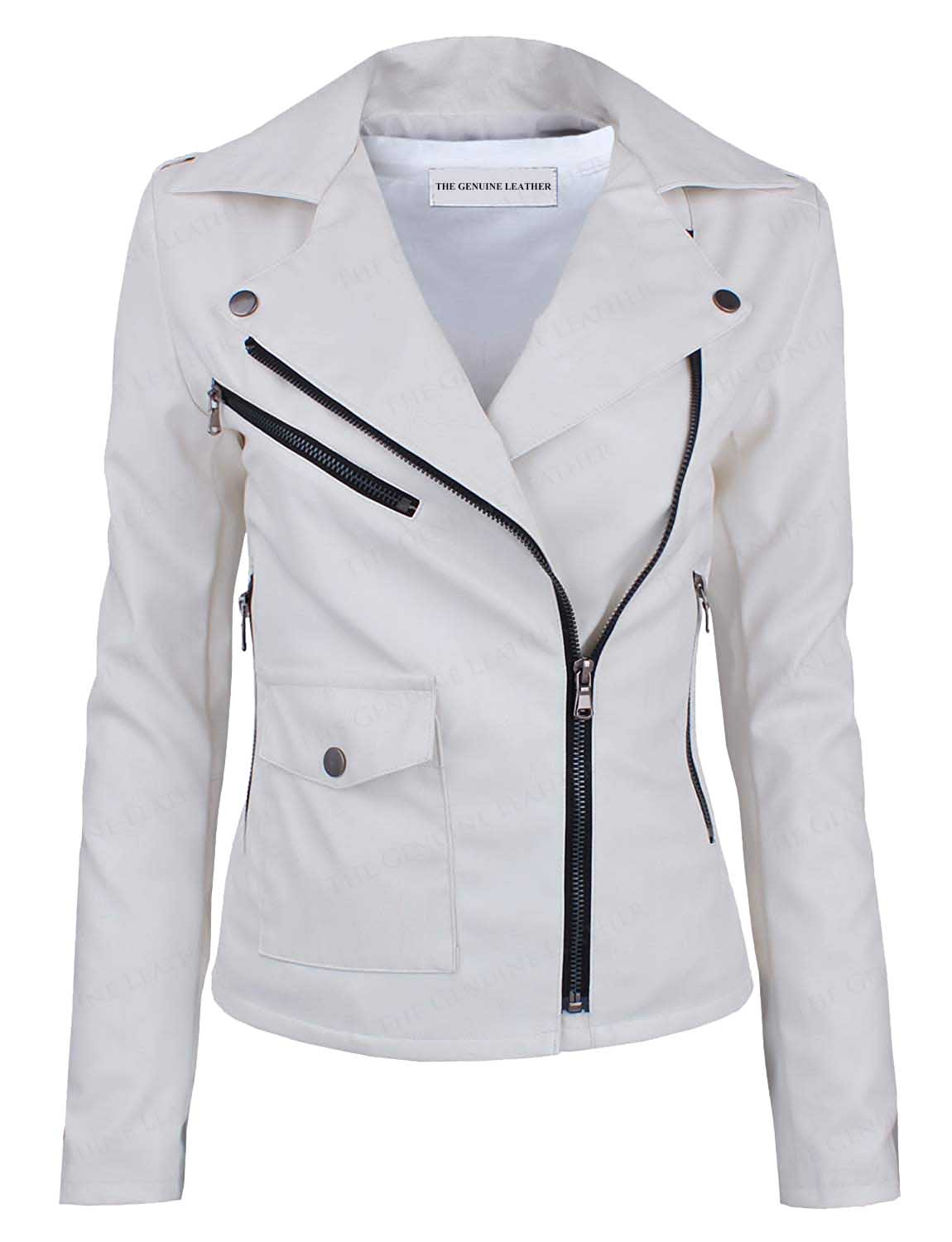 White TAM-WARE Asymmetrical Leather Jacket