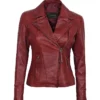 Red Womens Leather Jacket