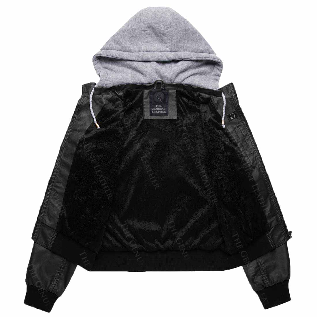 Womens Wnatdo Hooded Leather Jacket