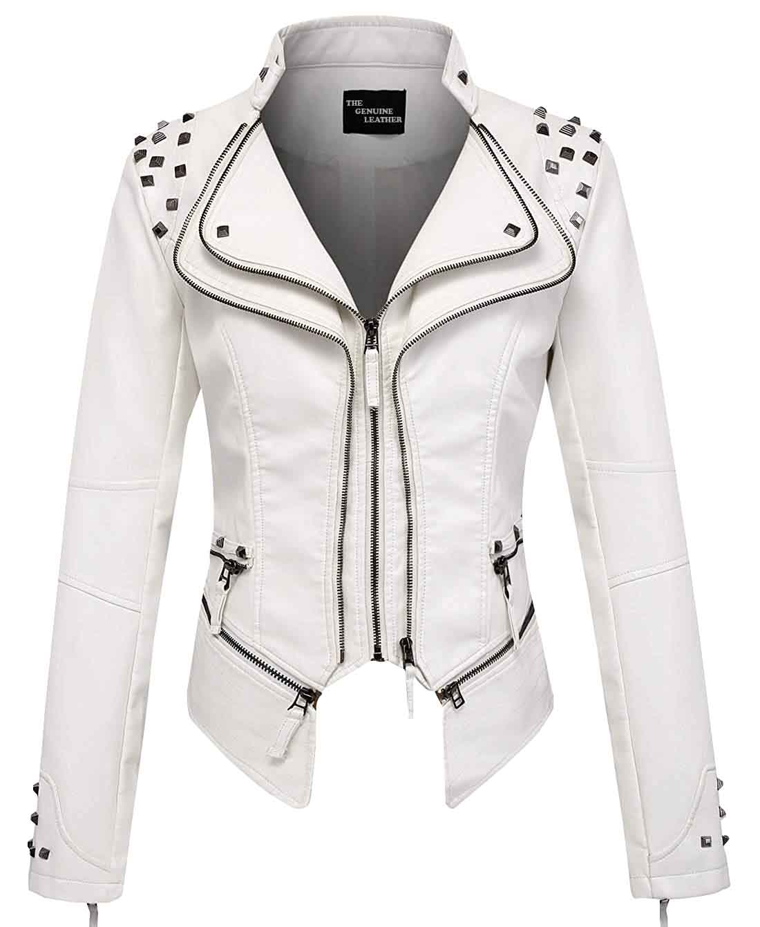 all white leather jacket