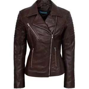 Women Brown Motorcycle Jacket