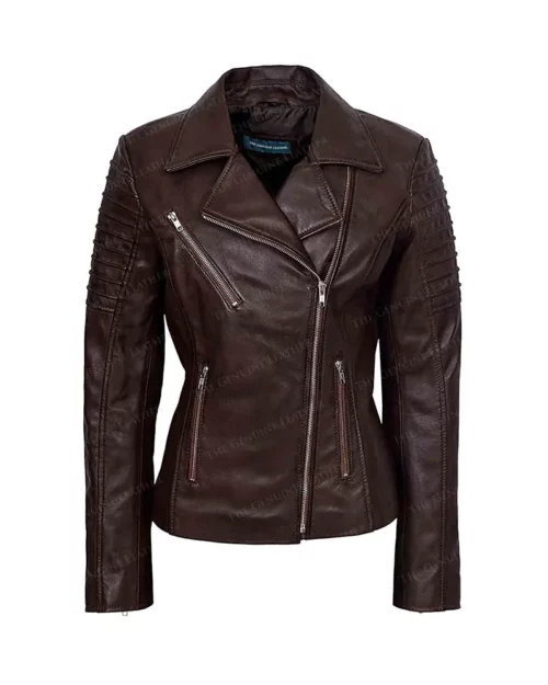 Women Brown Motorcycle Jacket
