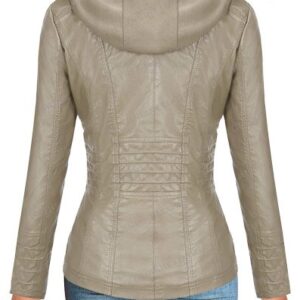 Womes Hoodie Leather Jacket