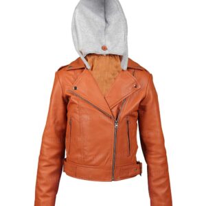 レザージャケット・コート BALMAIN Women Leather Jackets XF2TD070LB13 KBI Orange Orange Women Leather Jacket | Faux Leather Jacket for Women