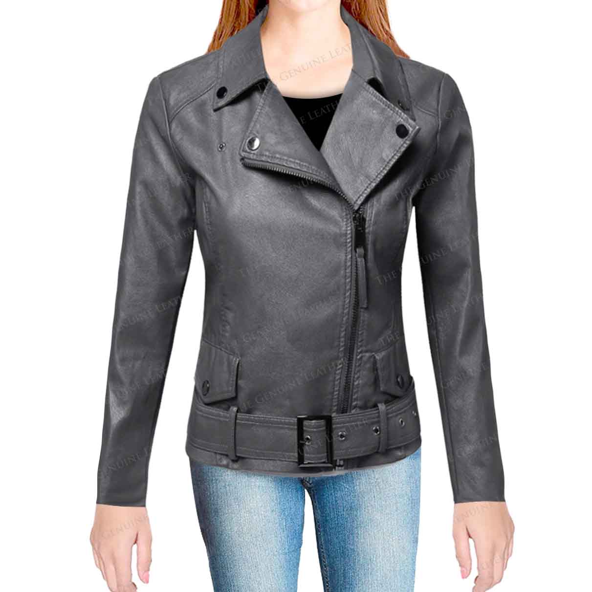 Casual Womens Motorcycle Leather Jacket