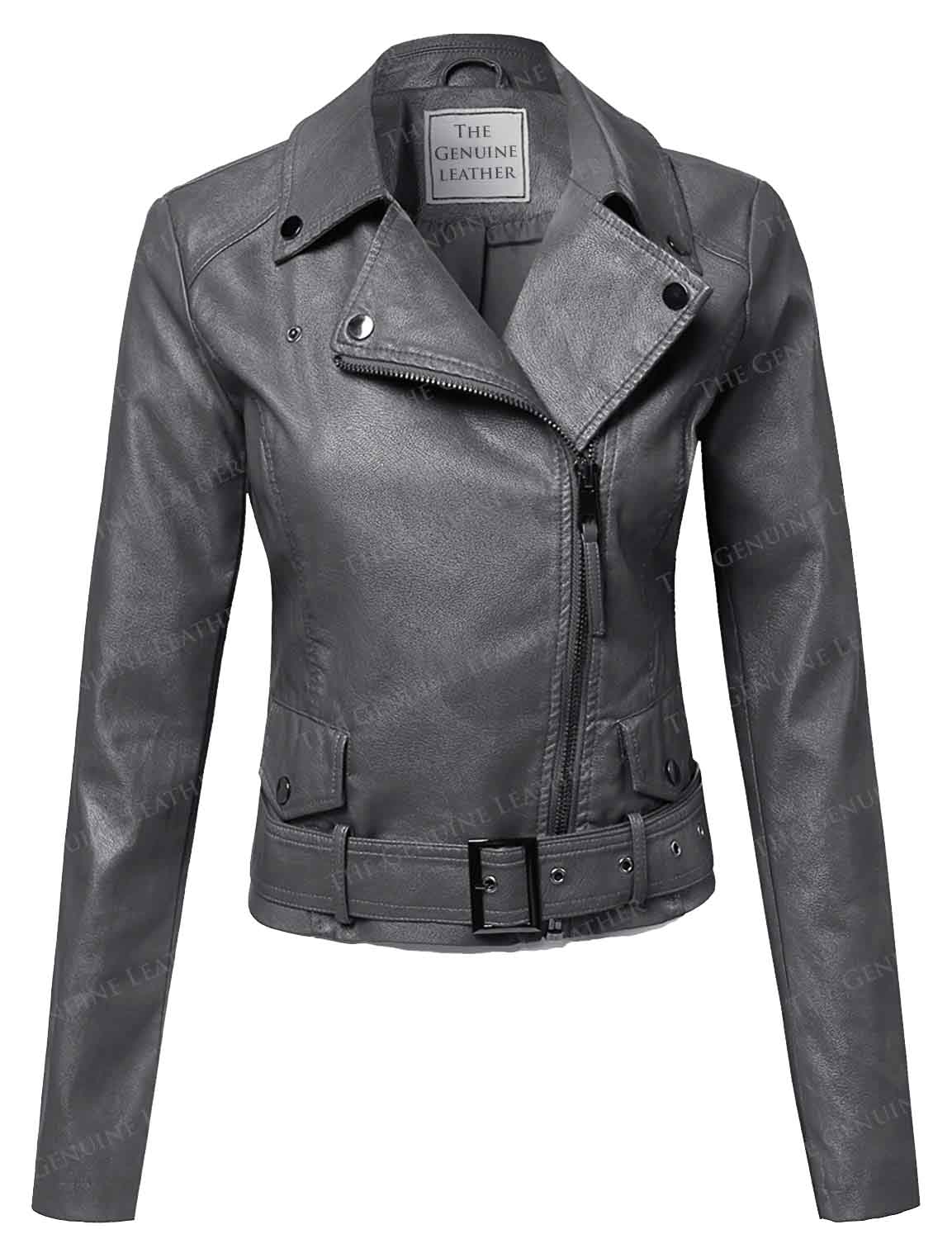 Casual Stylish Womens Motorcycle Leather Jacket