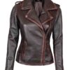 Womens Chocolate Black Leather Jacket