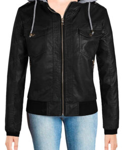 Hooded Womens Leather Jacket
