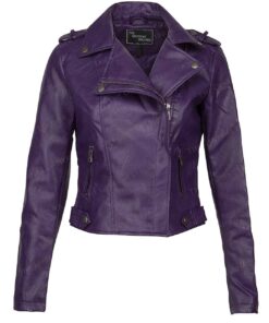 Purple Womens Biker Leather Jacket