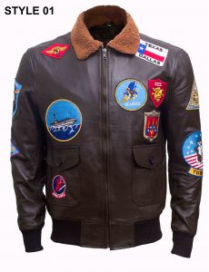 Top Gun Bomber Brown Leather Jacket