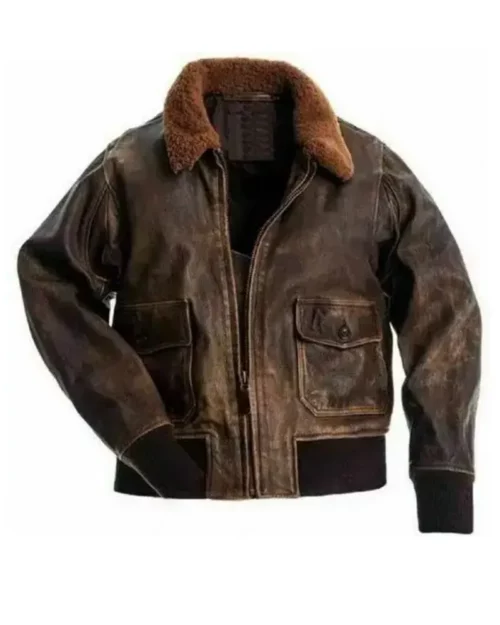 Men Distressed Flight Bomber Jacket