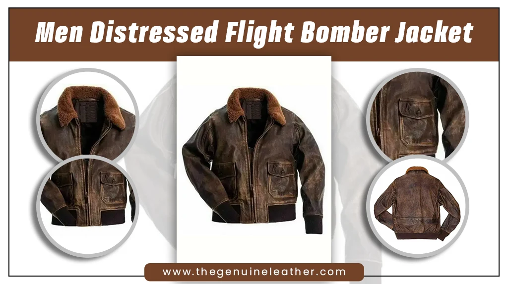 Men Distressed Flight Bomber Jacket