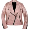 Women Pink Leather Jacket