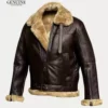 brown fur aviator shearling jacket