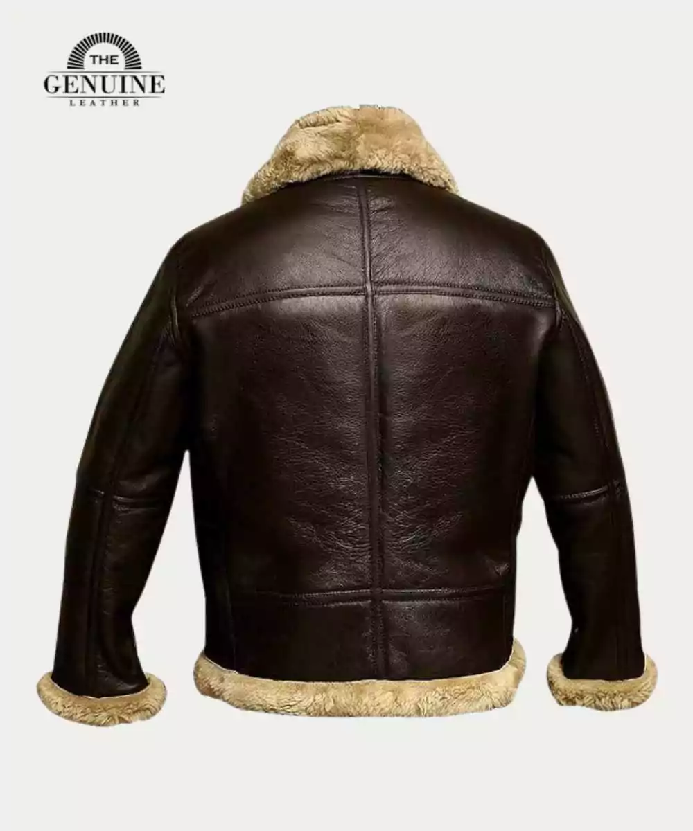 mens brown fur aviator shearling jacket