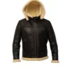B3 Shearling Removable Hood Black Jacket