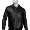 Black Bomber Real Leather Jacket