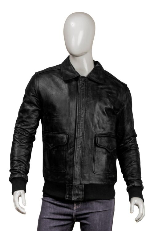 Black Bomber Real Leather Jacket