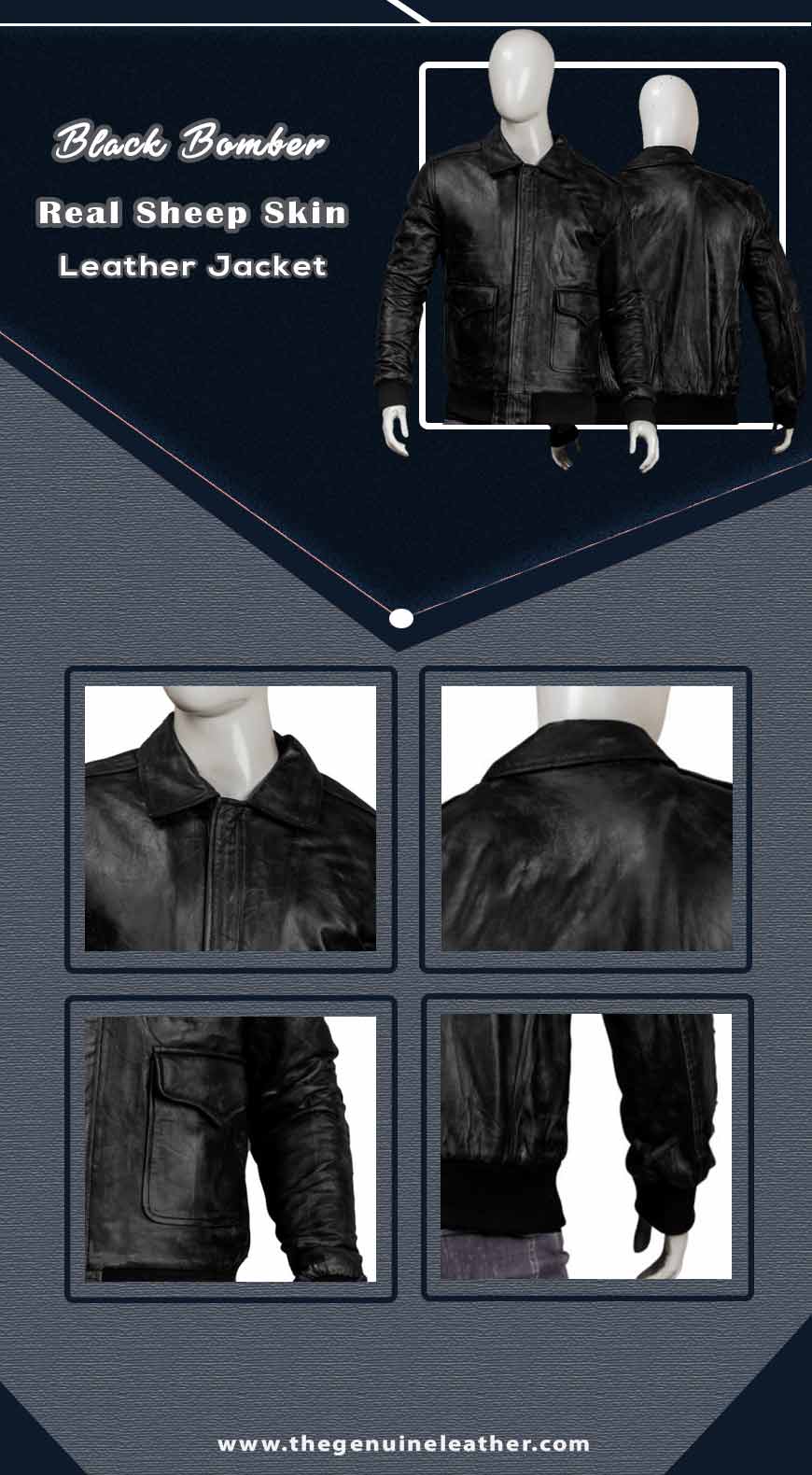 Black Bomber Real Sheep Skin Leather Jacket