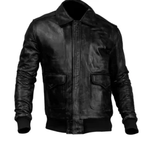 Black Bomber Real Sheepskin Leather Jacket | Black Leather Jacket