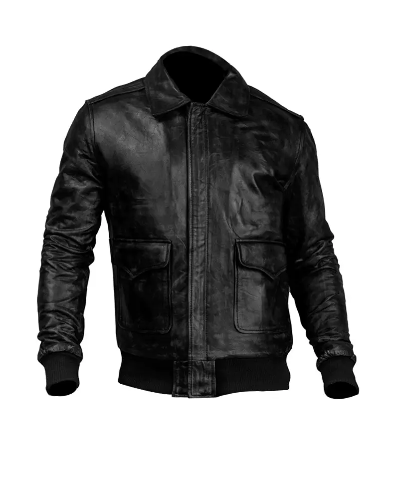 Black Bomber Real Sheepskin Leather Jacket