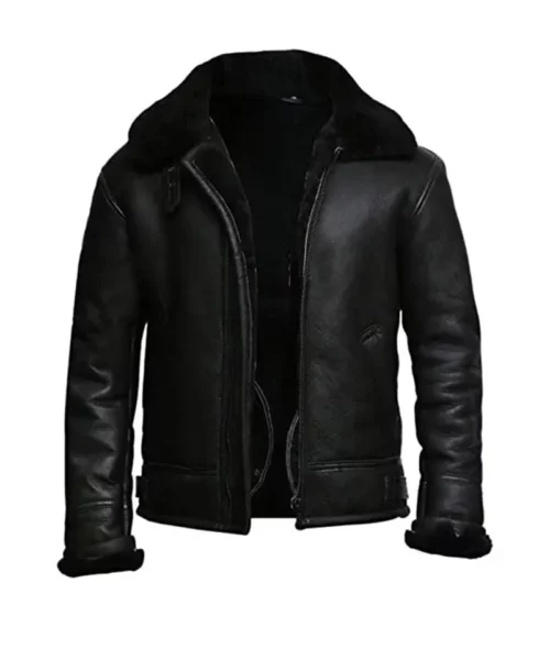 Black leather jacket with black fur online