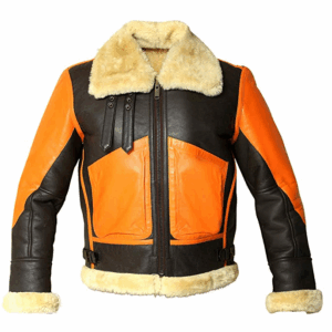 Mens B3 Shearling Sheepskin Orange Jacket